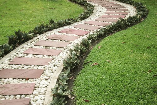 Stone walkway in garden